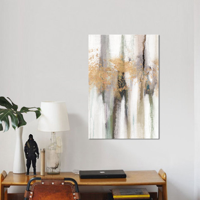 East Urban Home Falling Gold Leaf Ii Painting Print On Wrapped