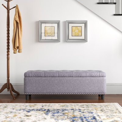 brown 46.9\" Wide Tufted Rectangle Storage Ottoman
