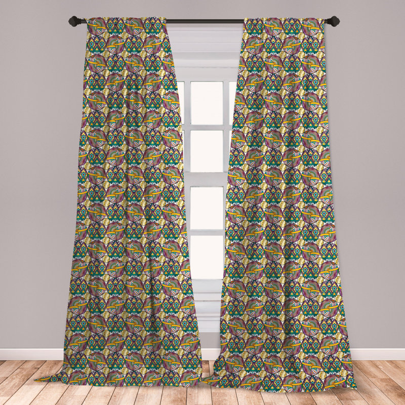 East Urban Home Ambesonne Asian Window Curtains Mandala Patchwork Style Pattern In Oriental Style Boho Eastern Mystical Elements Lightweight Decorative Panels Set Of 2 With Rod Pocket 56 X 84 Multicolor Wayfair
