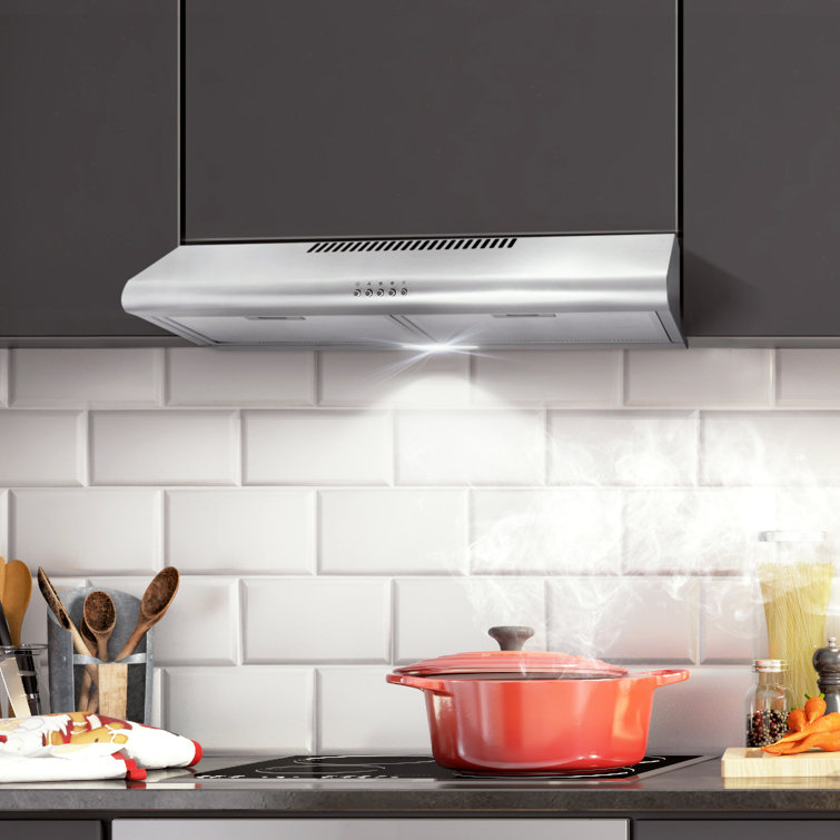 Cosmo 30" 220 CFM Ducted Under Cabinet Range Hood in Silver & Reviews |  Wayfair