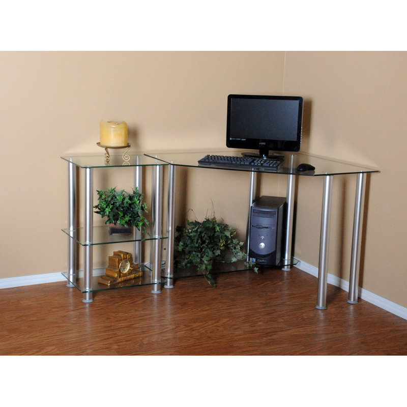Laude Run Branchdale Computer Glass Corner Desk Reviews Wayfair Branchdale Computer Glass Corner Desk