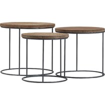 Nest of Tables Urban Acacia with Real Slate Inlay Nest of 3 Tables SL15