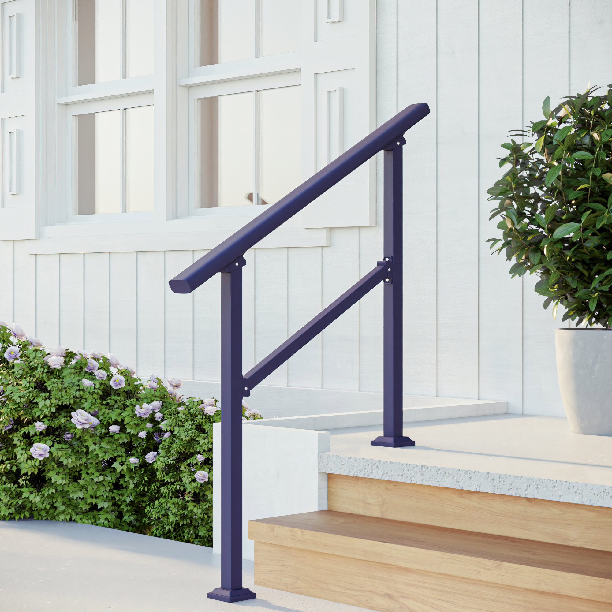 CR Home Outdoor Hand Rails for Steps, Black Wrought Iron Handrail Kit &  Reviews | Wayfair