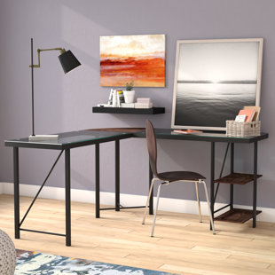 Go to store & view more images Denby Glass L-Shape Computer Desk by Ebern Designs