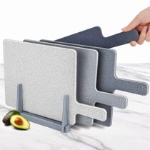 5pc Index Colour Coded Chopping Board Set 6mm Cutting Boards Mat Worktop & Stand