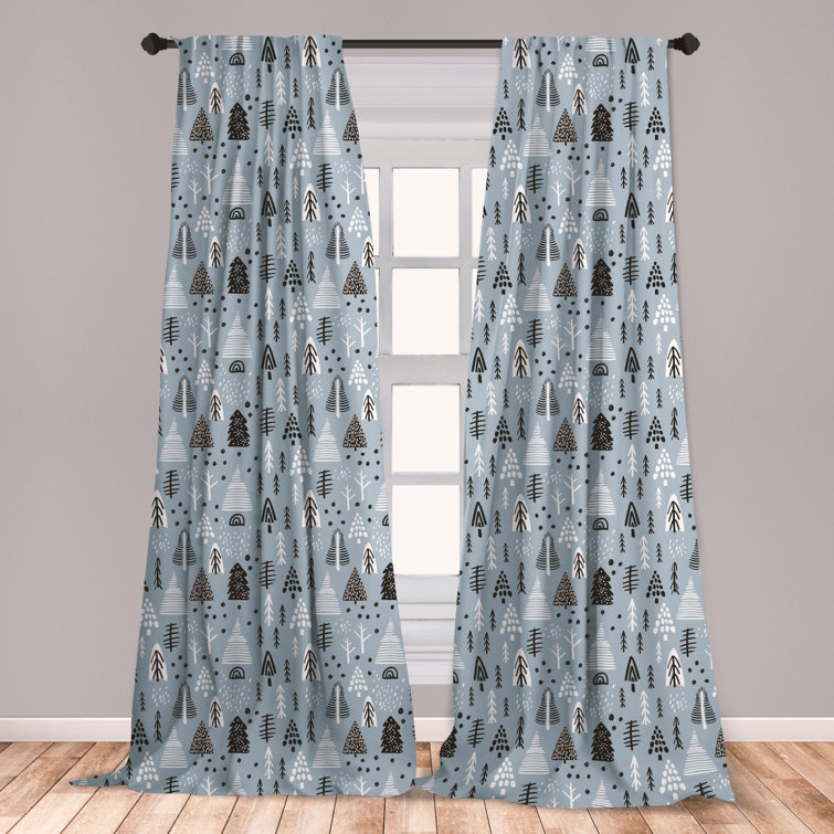 East Urban Home Christmas Tree Floral Room Darkening Rod Pocket Curtain