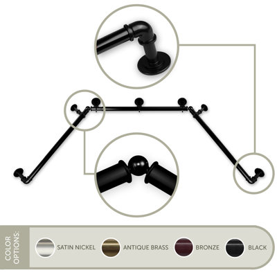 Emert Bay Window Curtain Single Blackout Rod