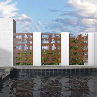 INCOMPLETE(  different color ) 72"H×47"W×16"D Outdoor Metal Privacy Screen Garden Trellis Lattice Panel Fence Panel