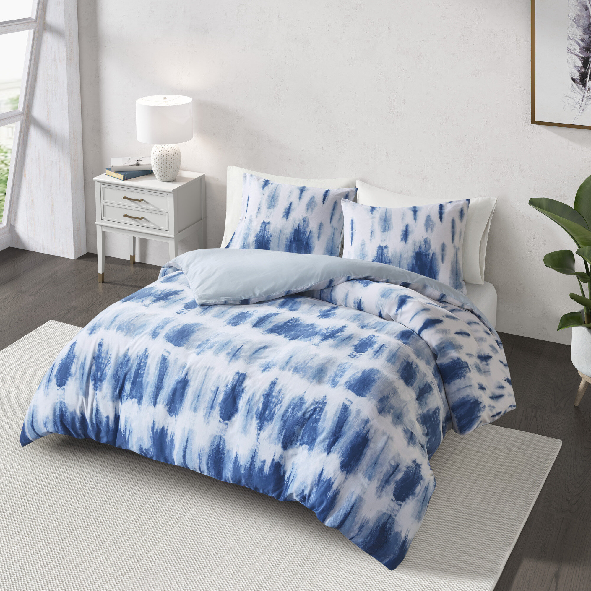 blue tie dye comforter set