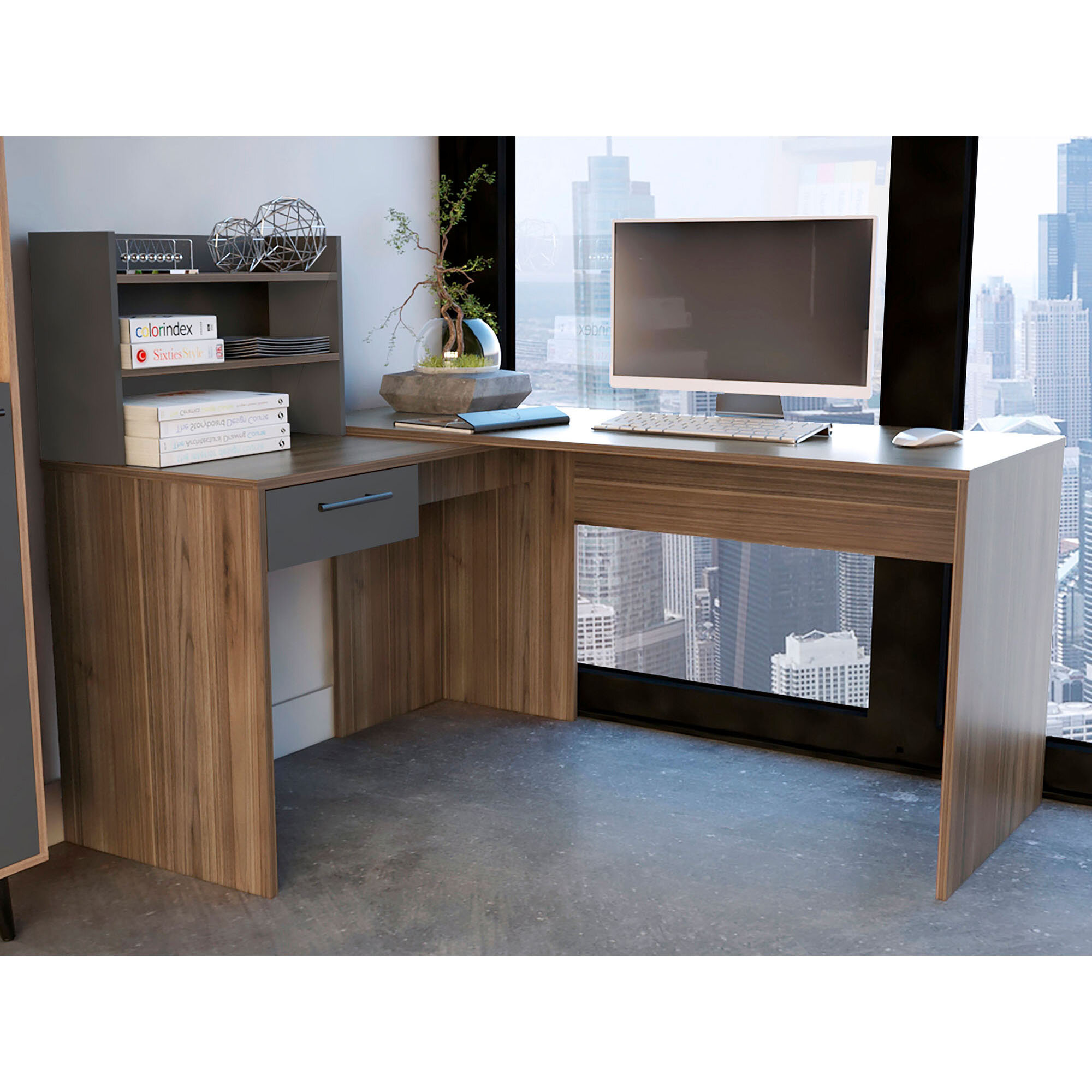Union Rustic Ailani Reversible L Shape Executive Desk With Hutch