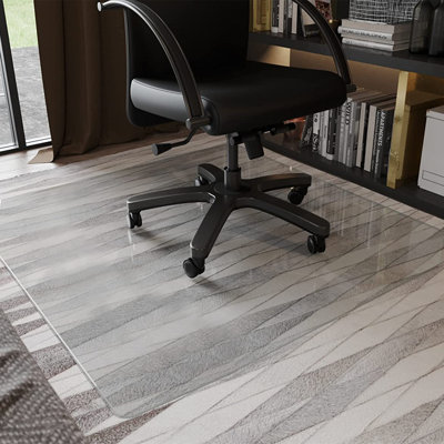 Tempered Glass Chair Mat For Hardwood Floor, Clear Tempered Glass With 4 Anti-Slip Pads, Office Chair Mats For Carpeted Floor, Chair Mat For Hardwood Floor, Desk Chair Mat