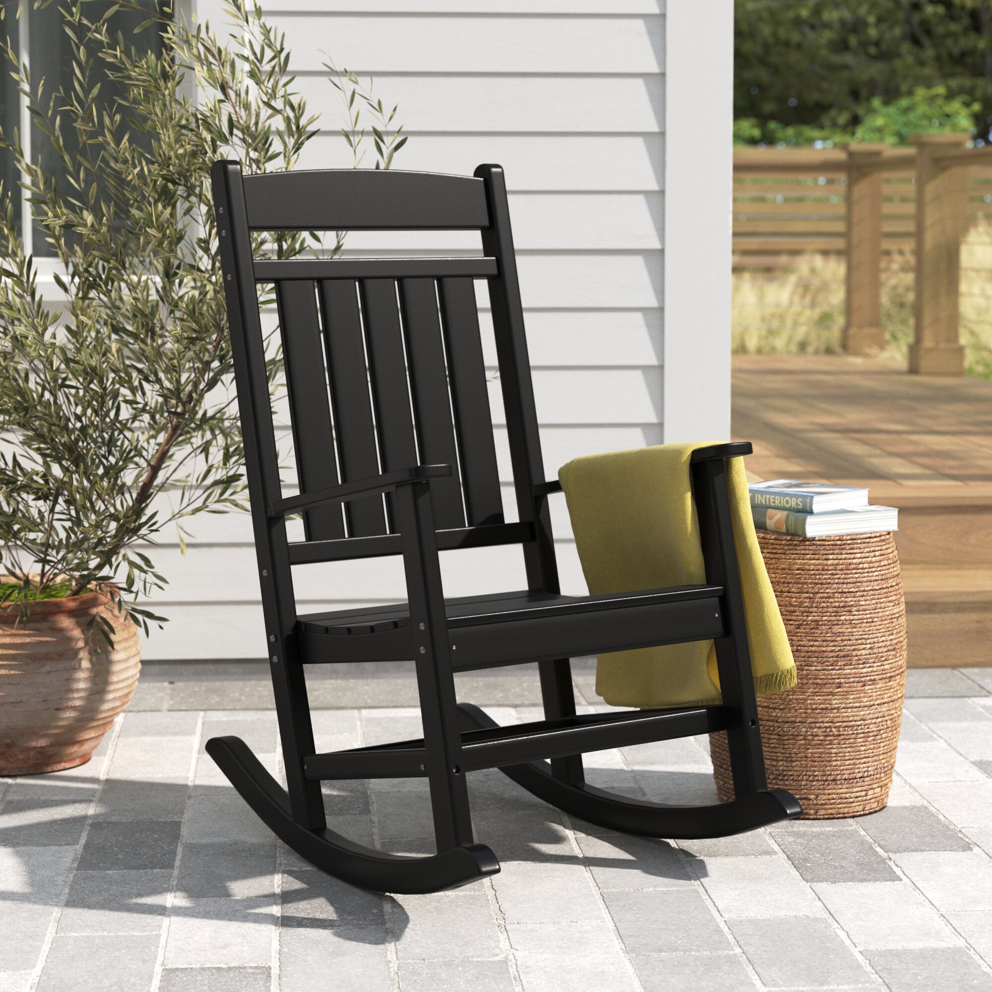 Black Outdoor Rocking Chair Set / Gdf Studio Muriel Outdoor Wicker