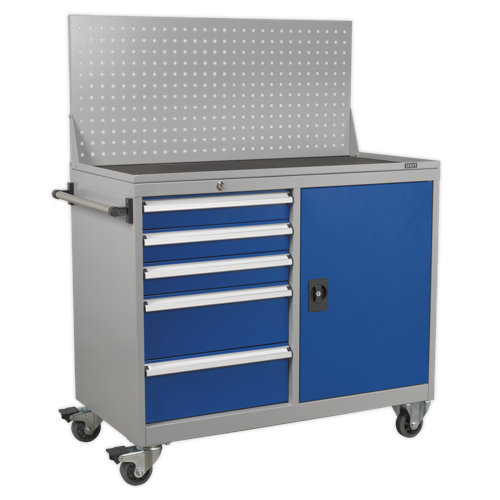 Sealey API1103A Industrial Mobile Workstation 5 Drawer & 1 Shelf Locker