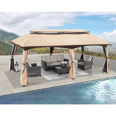 20 Ft W x 10 Ft. D Steel Patio Gazebo