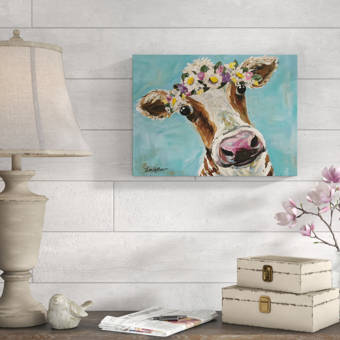 August Grove Cow Miss Moo Moo Turquoise Flower Crown Acrylic