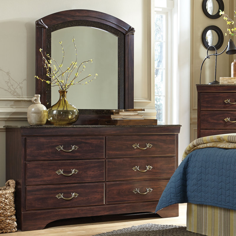 Three Posts Budde Solid Wood 6 Drawer Double Dresser With Mirror Budde Solid Wood 6 Drawer Double Dresser With Mirror
