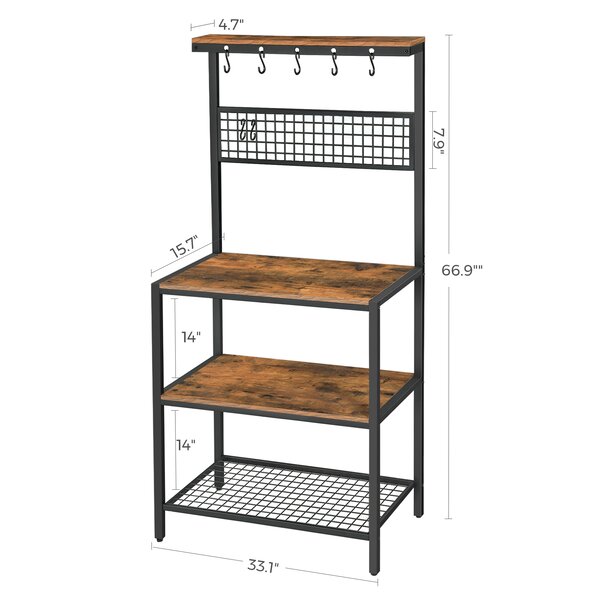 Foundry Select Thierry 33.1'' Standard Baker's Rack With Microwave 