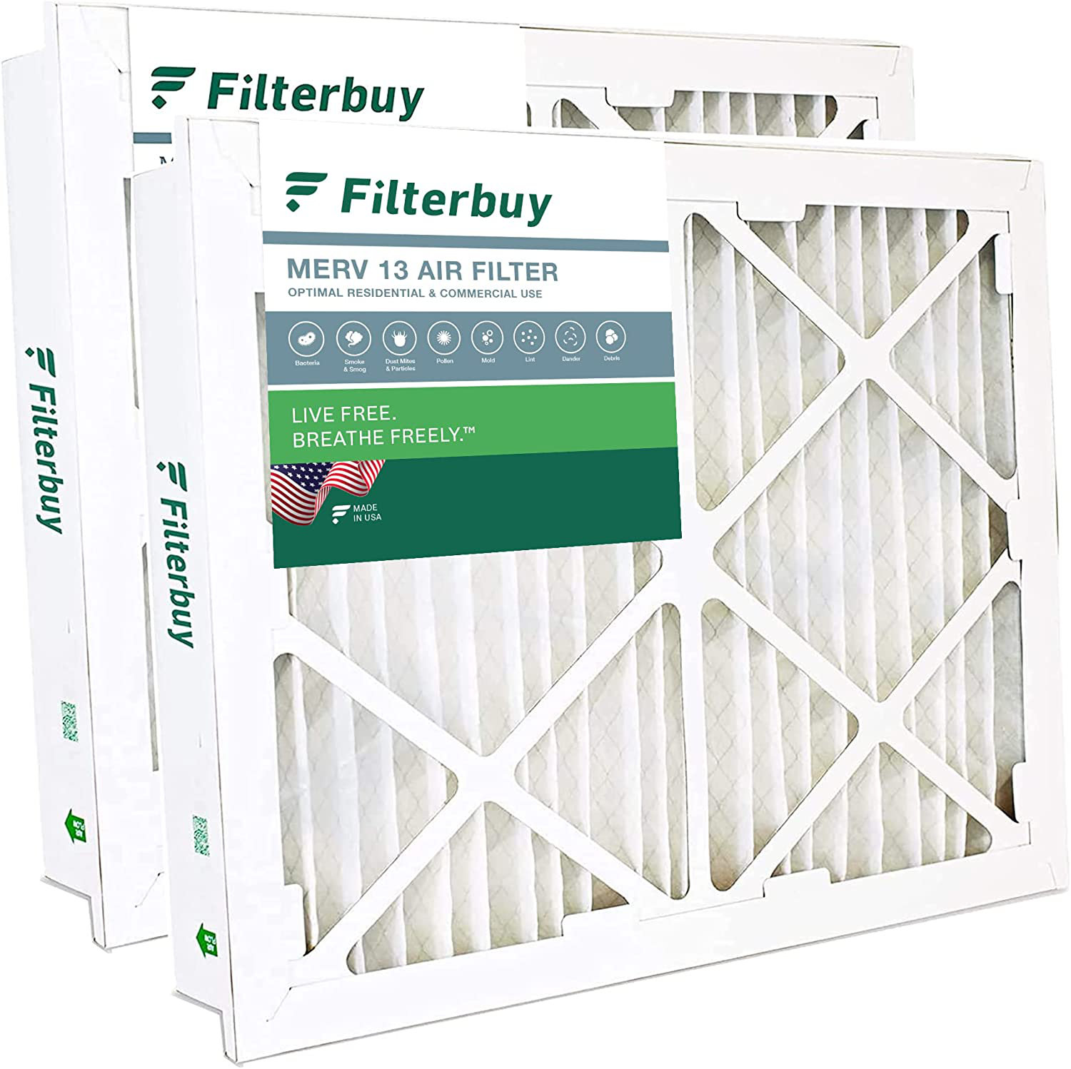 Filterbuy MERV 13 Air Filter, Pleated HVAC AC Furnace Filters for