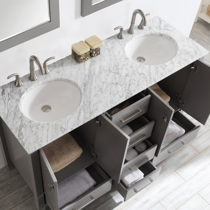 Beachcrest Home Newtown 60 Double Bathroom Vanity Set With Mirror Reviews