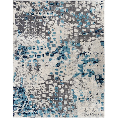 Byrdo Abstract Aqua/Brown Area Rug