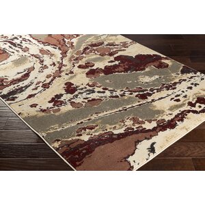 Divernon Neutral Beige Abstract Area Rug