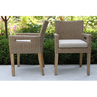 Set of 2 Fleur Outdoor Dining Armchairs with Cushion