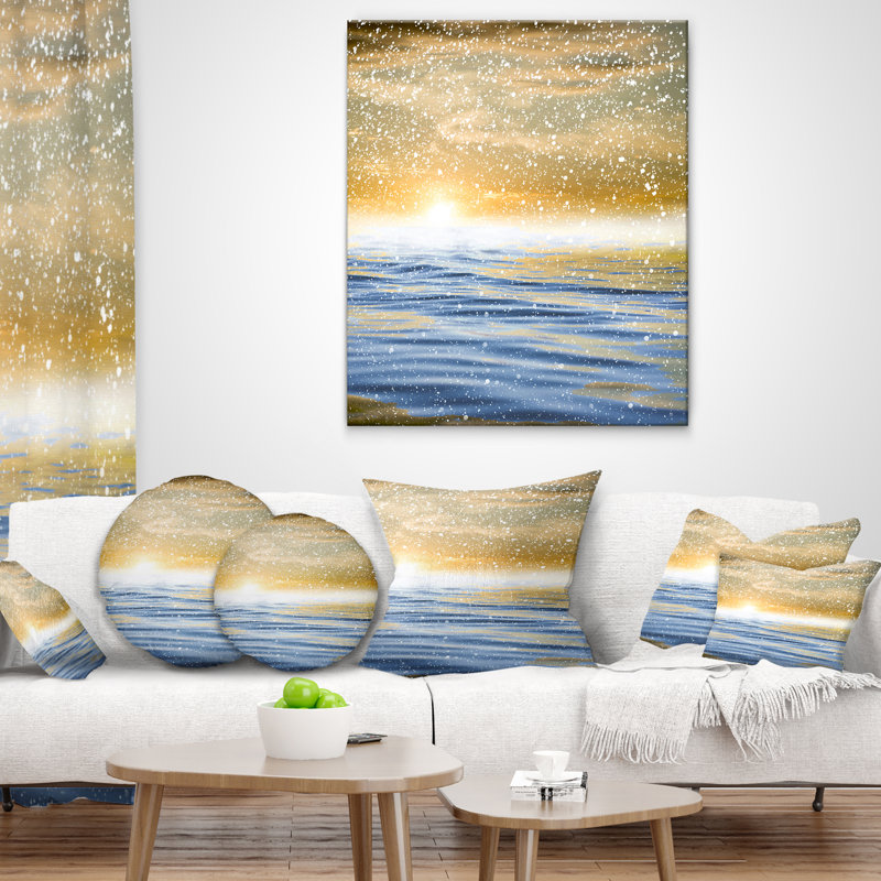 East Urban Home Sunset Over The Sea With Snow Skyline Photography Pillow Wayfair