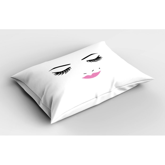 East Urban Home Ambesonne Eyelash Pillow Sham Closed Eyes Pink
