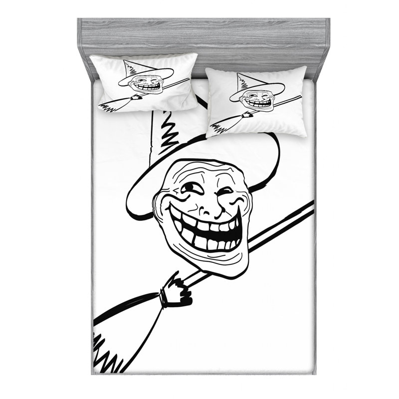 East Urban Home Humor Halloween Spirit Themed Witch Guy Meme Lol Joy Spooky Avatar Sheet Set Wayfair