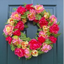 Rustic Red and Natural Burlap Farmhouse Wreath for your door Everyday Wreath Burlap Heart Peony Country Wreath Cotton Wreath
