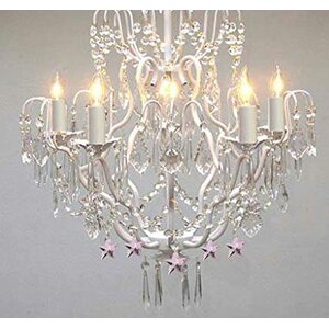 Roko 5-Light 40W White Crystal Chandelier