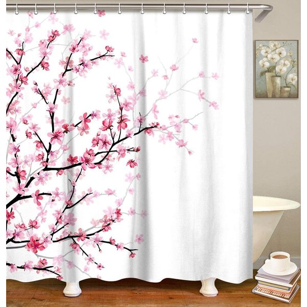 Spring Butterfly Flowers Polyester Fabric Shower Curtain Set Bathroom Mat Hooks 