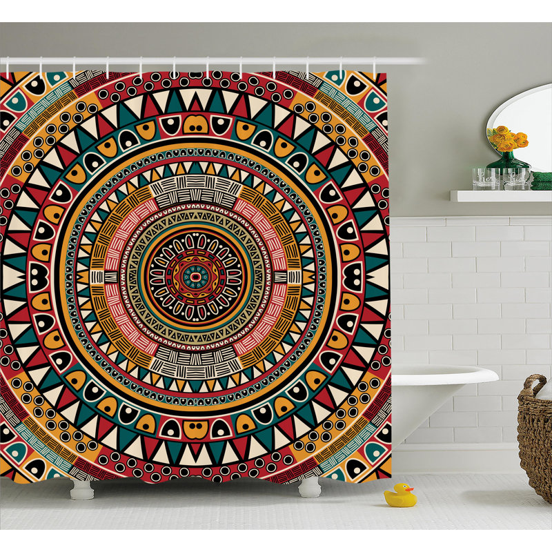 World Menagerie Clark Tribal African Folkloric Tribe Round Pattern With Ethnic Colors Aztec Art Single Shower Curtain Reviews Wayfair