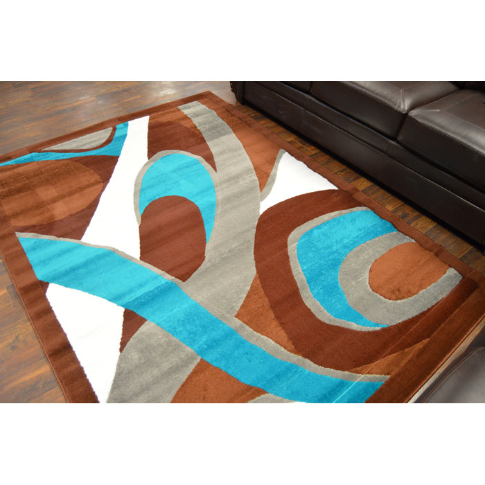 Cosner Brown Turquoise Area Rug Cosner Brown Turquoise Area Rug