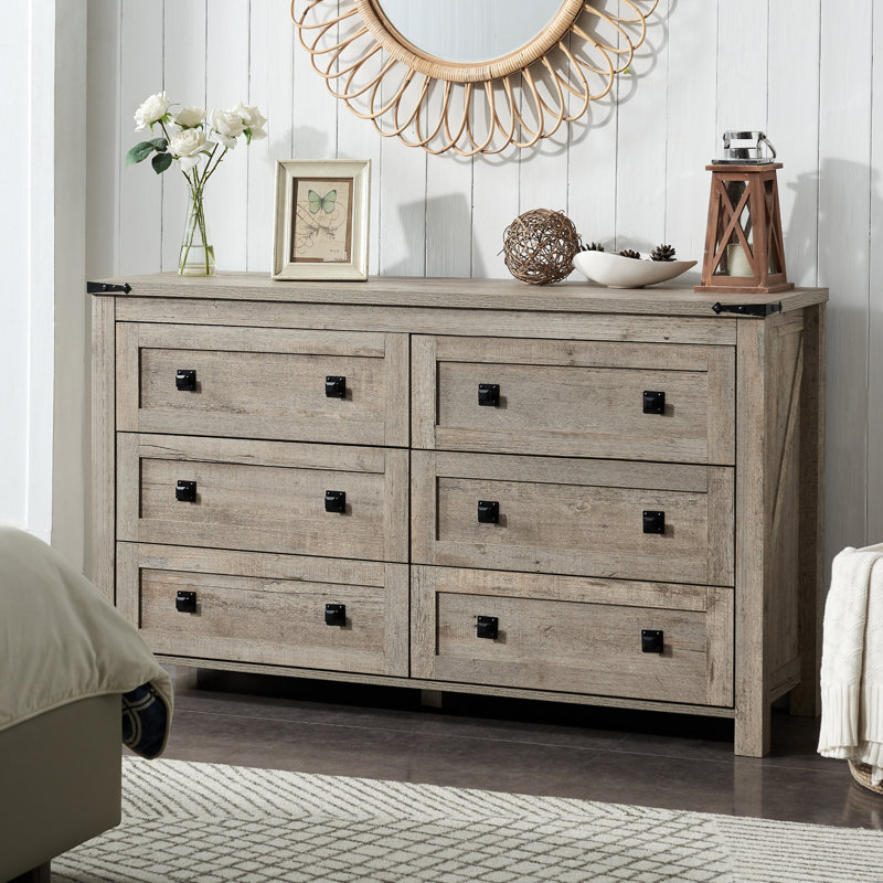 Grantville Farmhouse 6 - Drawers Double Dresser Color: Light Rustic Oak