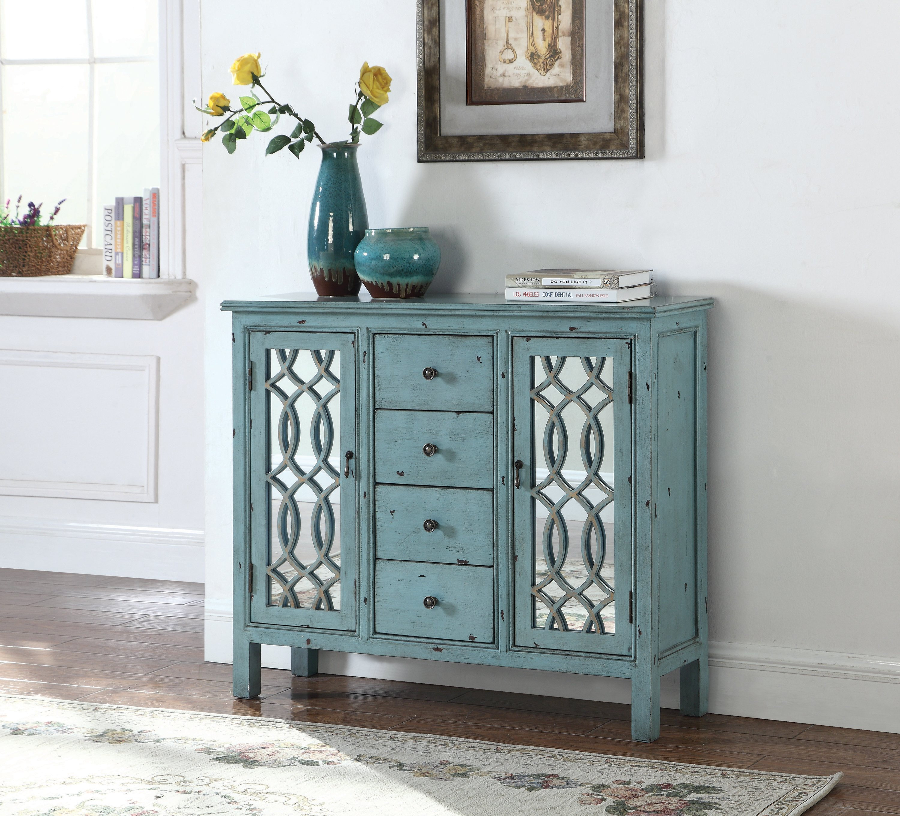 Longshore Tides Cedartown 2 - Door Mirrored Accent Cabinet | Wayfair