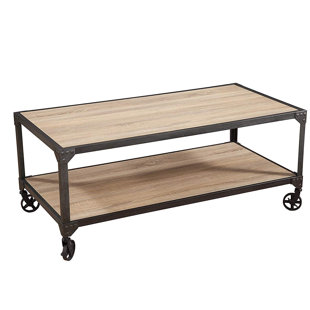 Rufus Wood and Metal Loft Coffee Table by 17 Stories