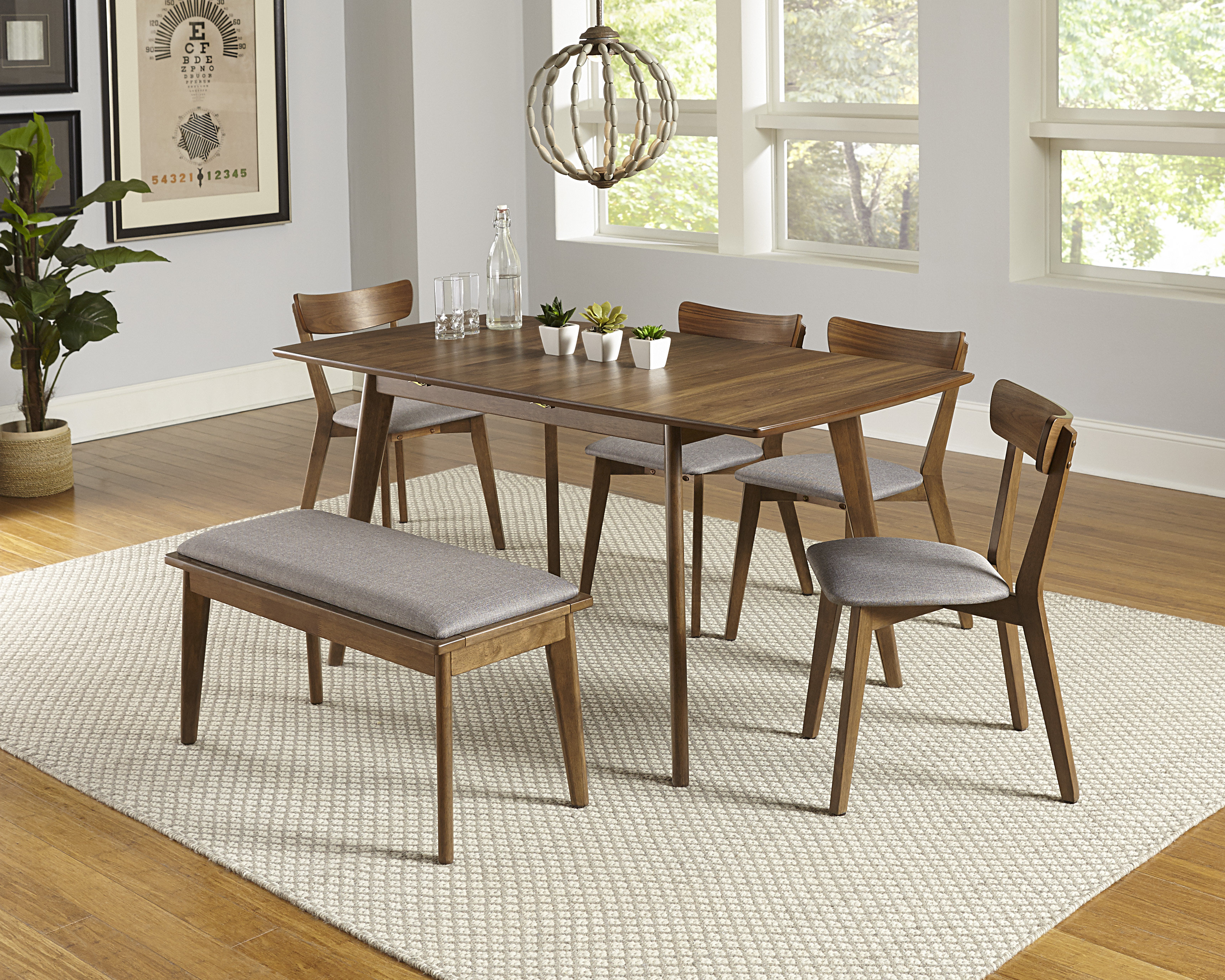 Bungalow Rose Rockaway 6 Piece Extendable Solid Wood Dining