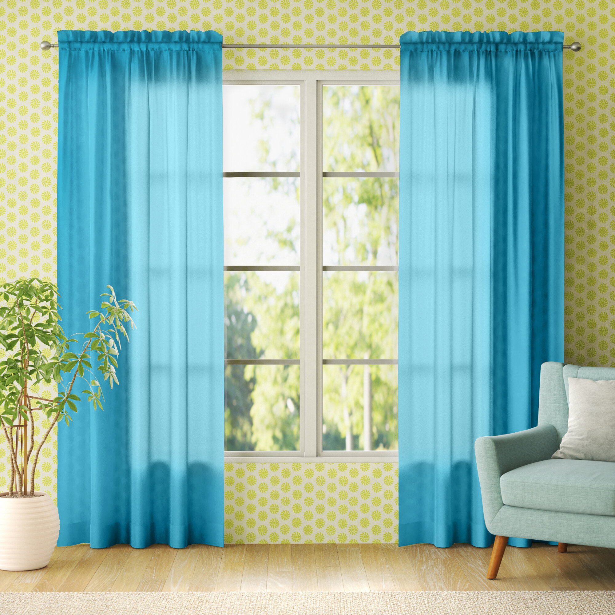 New Black Turquoise Curtain Panel Window Covering Drapes 