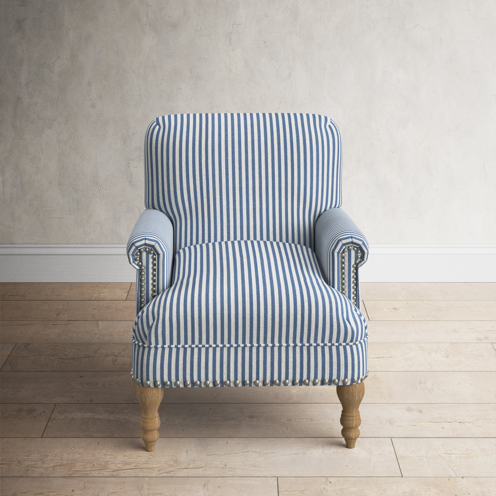 teal striped armchair