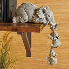 Lucky Elephant Statue Redwood Natural Carved Wooden Animal Office Decor shan 