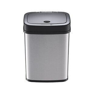 2.4 Gallon Trash Can Stainless Steel Touchless Motion Sensor Soft Close Lid 9L 
