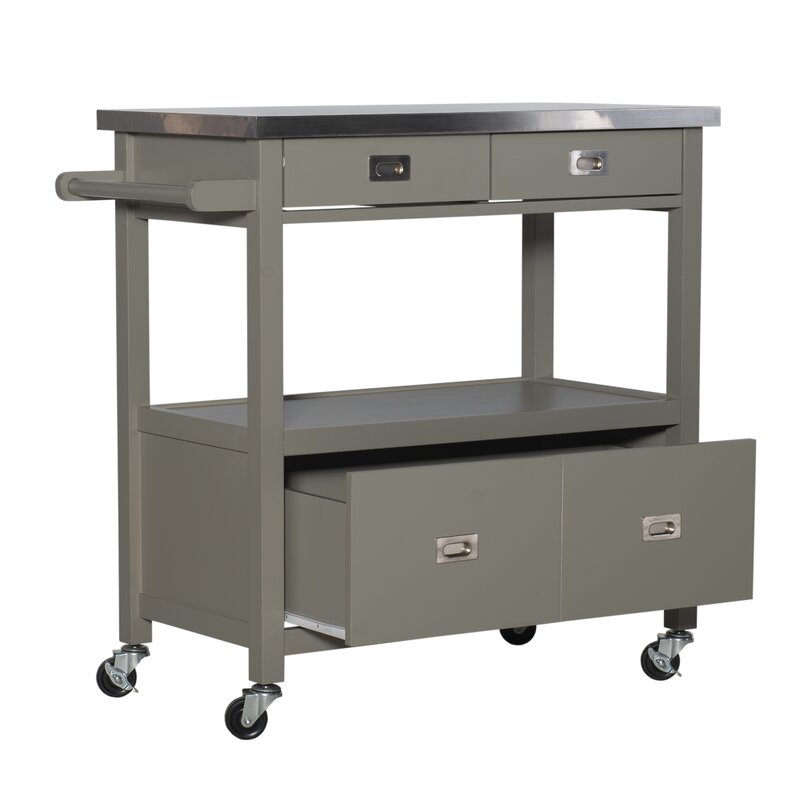 Stainless Steel Top Kitchen Island Counter Height Utility Table In