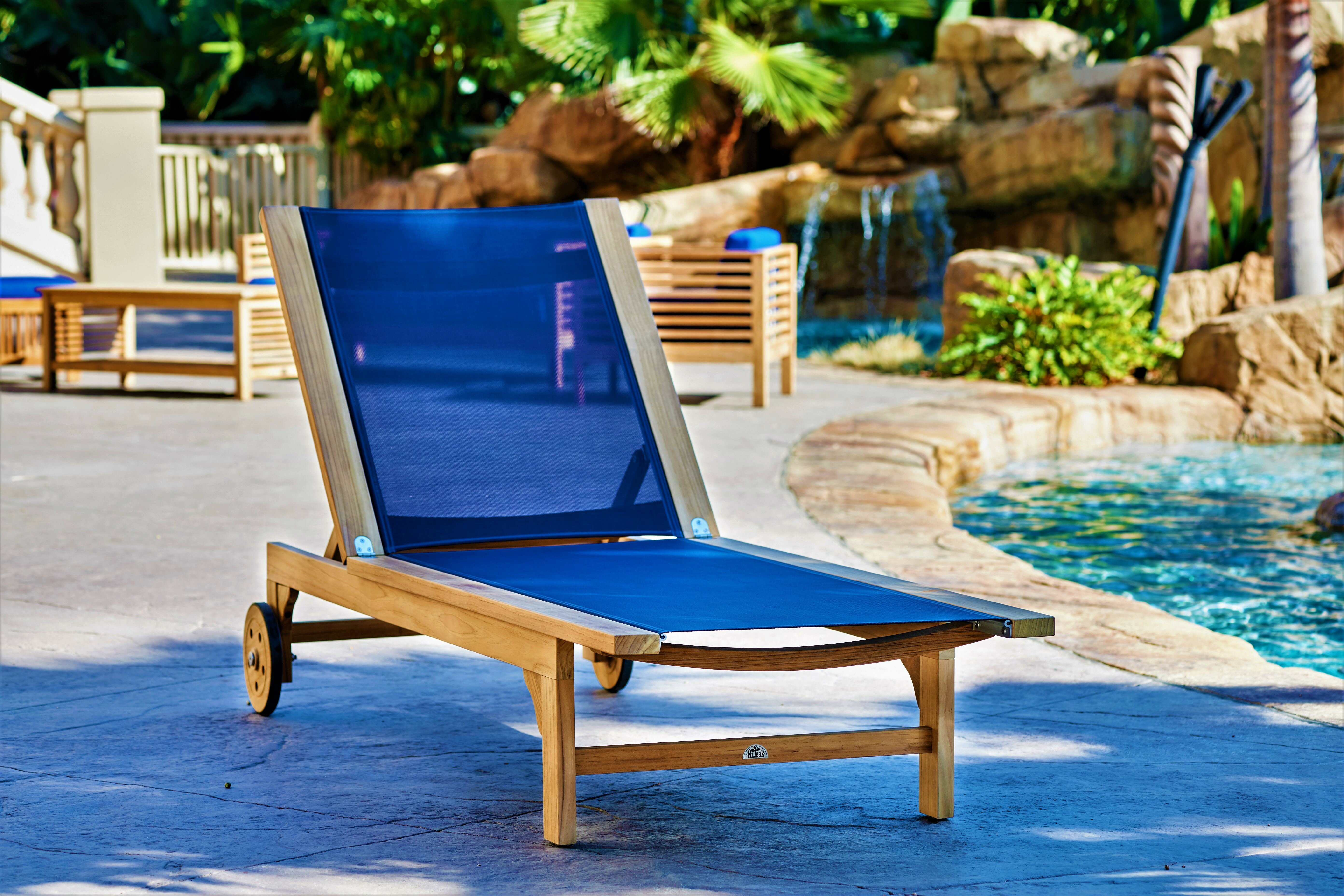 reclining teak chaise lounge