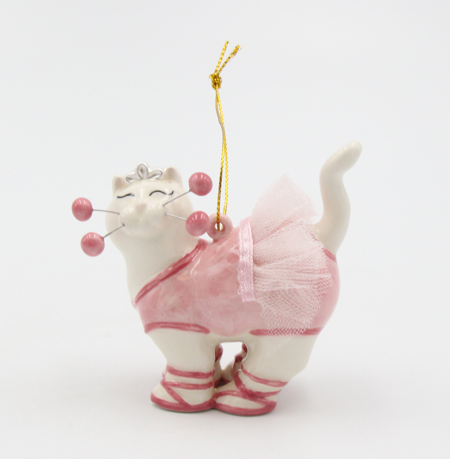 Details about   Black & White Cat Glass Ornament Ballerina With Tutu New Nicole 4 Inch 
