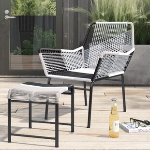 white patio chair with ottoman