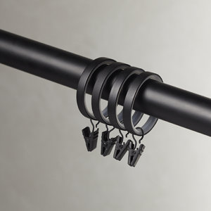 Matte Black Curtain Ring Clip (Set of 8)