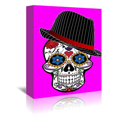 Hipster Skull Style Graphic Art on Wrapped Canvas in Pink East Urban Home Size: 48