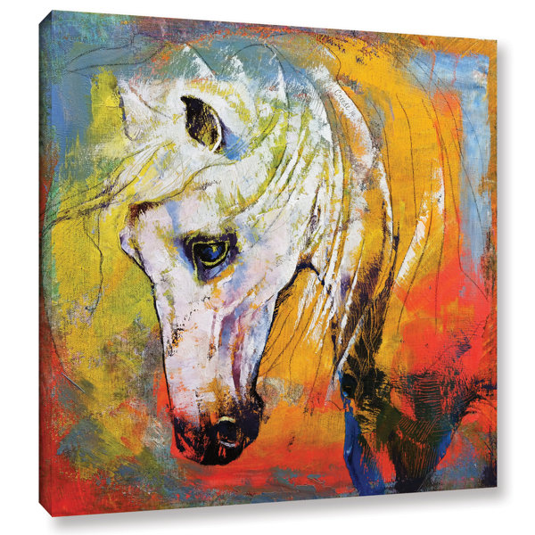 Brayden Studio White Horse Painting Print On Wrapped Canvas Wayfair