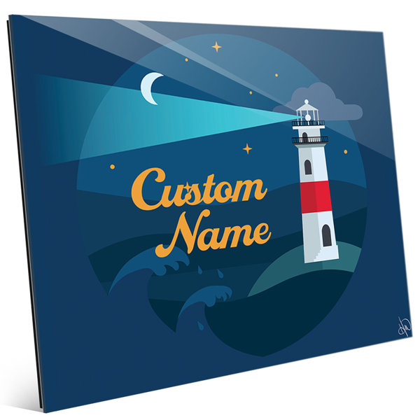 Click Wall Art Custom Kids Moonlight Lighthouse Graphic Art Print On Glass Wayfair